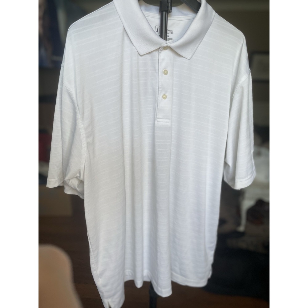 PGA Tour Men's 2XL Golf Polo Shirt Performance White Short Sleeve - Picture 1 of 4